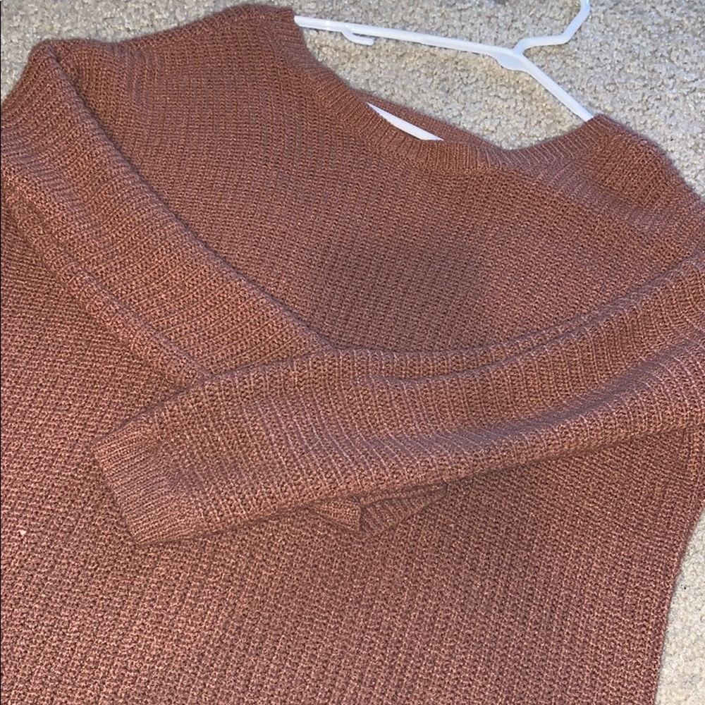 burnt pink open back sweater